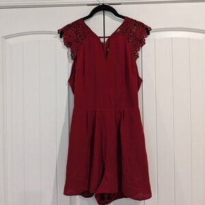 Express Backless Maroon Jumpsuit/Romper